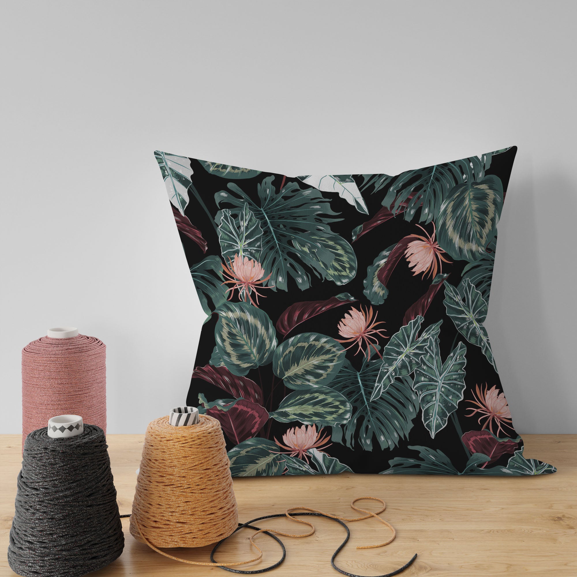 Red Tropical Alocasia-Flat Microfiber