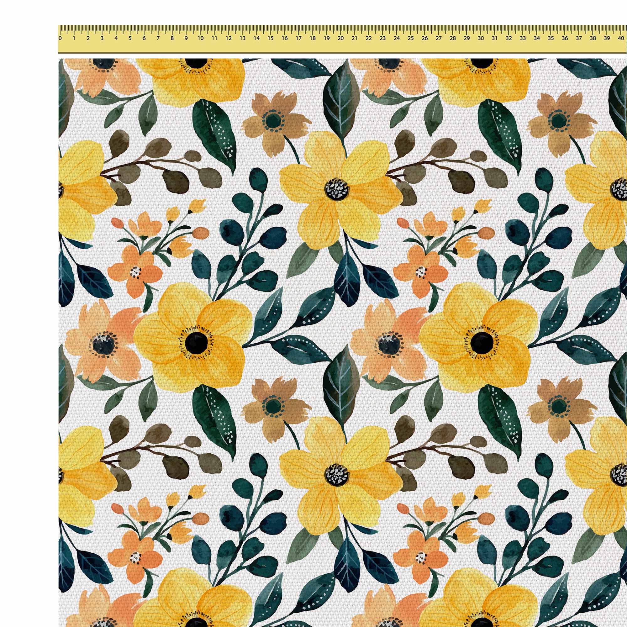 Yellow Floral Watercolor-Flat Microfiber