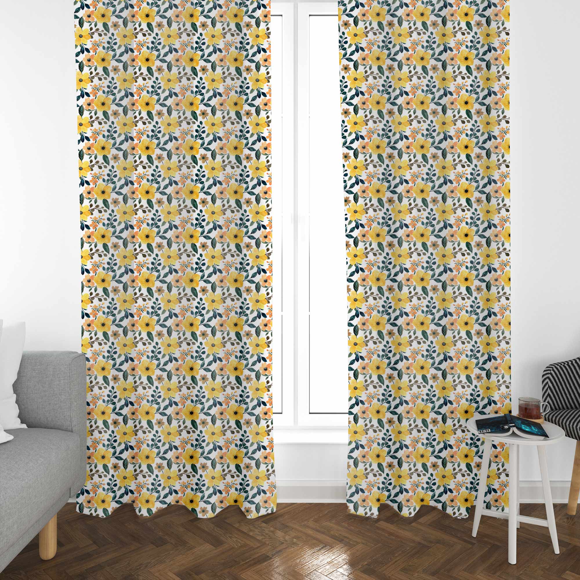Yellow Floral Watercolor-Lincoln