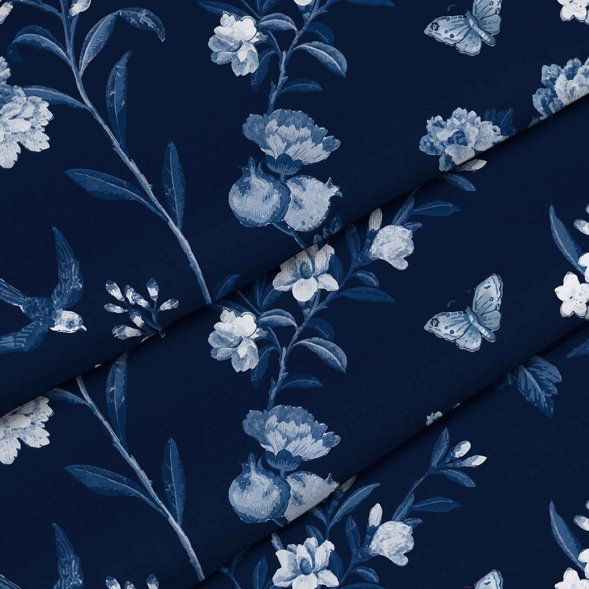 Blue Botanical-Tkanina Obrusowa