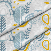 Graues Blumenmuster-Tischdeckenstoff