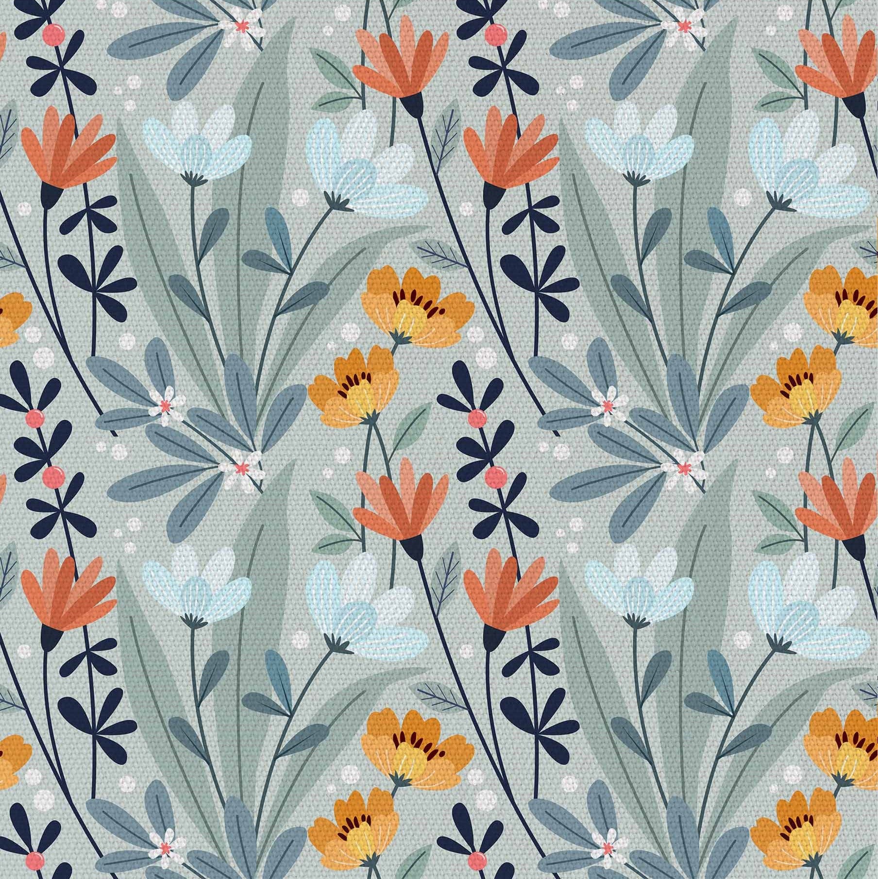 Handdrawn Flowers-Flat Microfiber