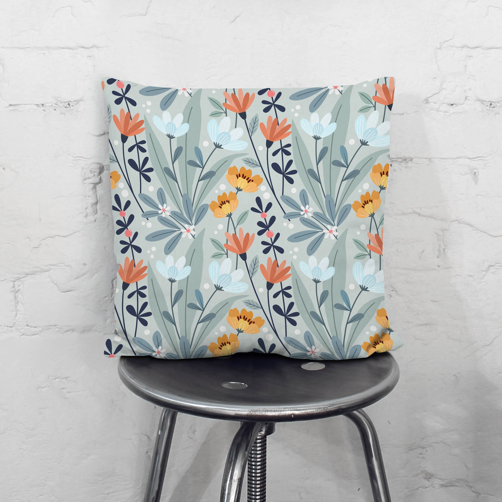 Handdrawn Flowers-Flat Microfiber