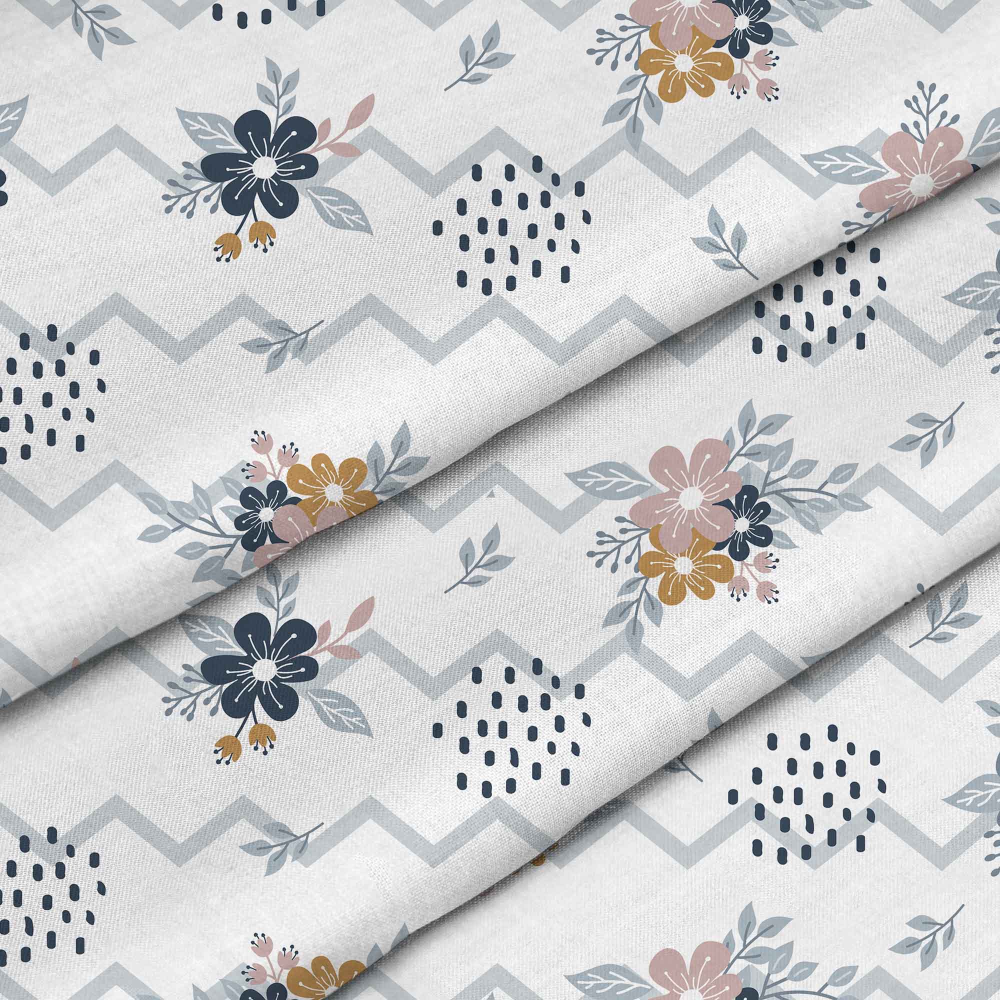 Chevron and Flowers-Tkanina Obrusowa