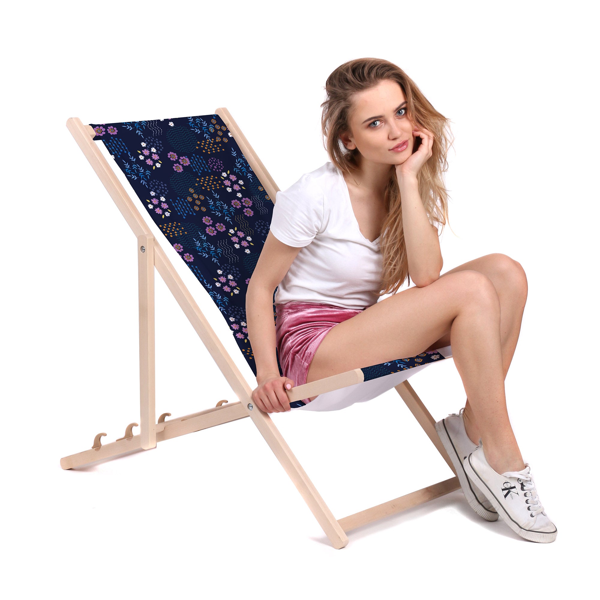 Leżak drewniany Geometric Flower-M
