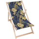 Holzliegestuhl Monstera Gold Marineblau-M