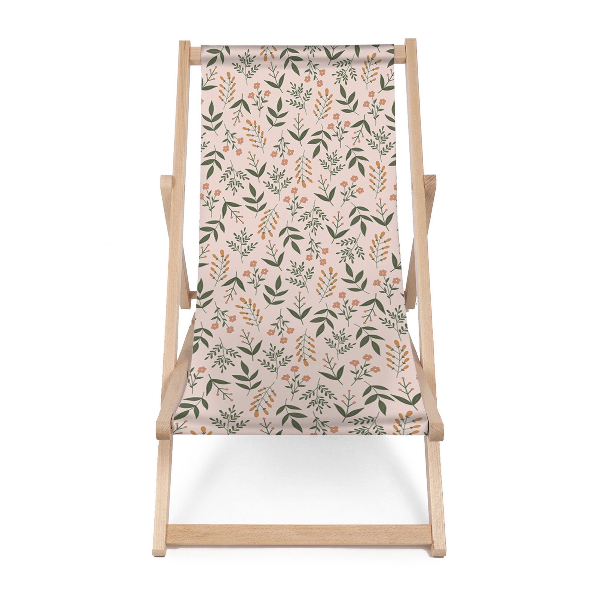 Holzliegestuhl Botanical Beige Pattern-M