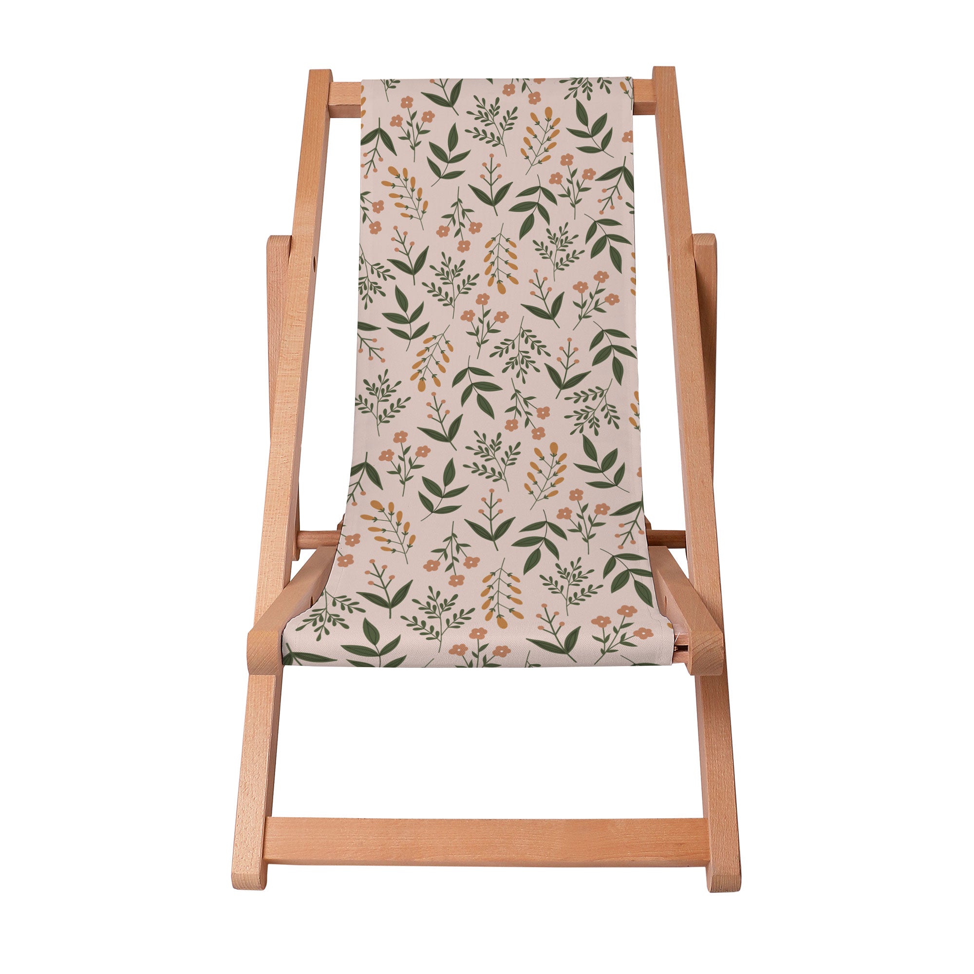 Holzliegestuhl Botanical Beige Pattern-S