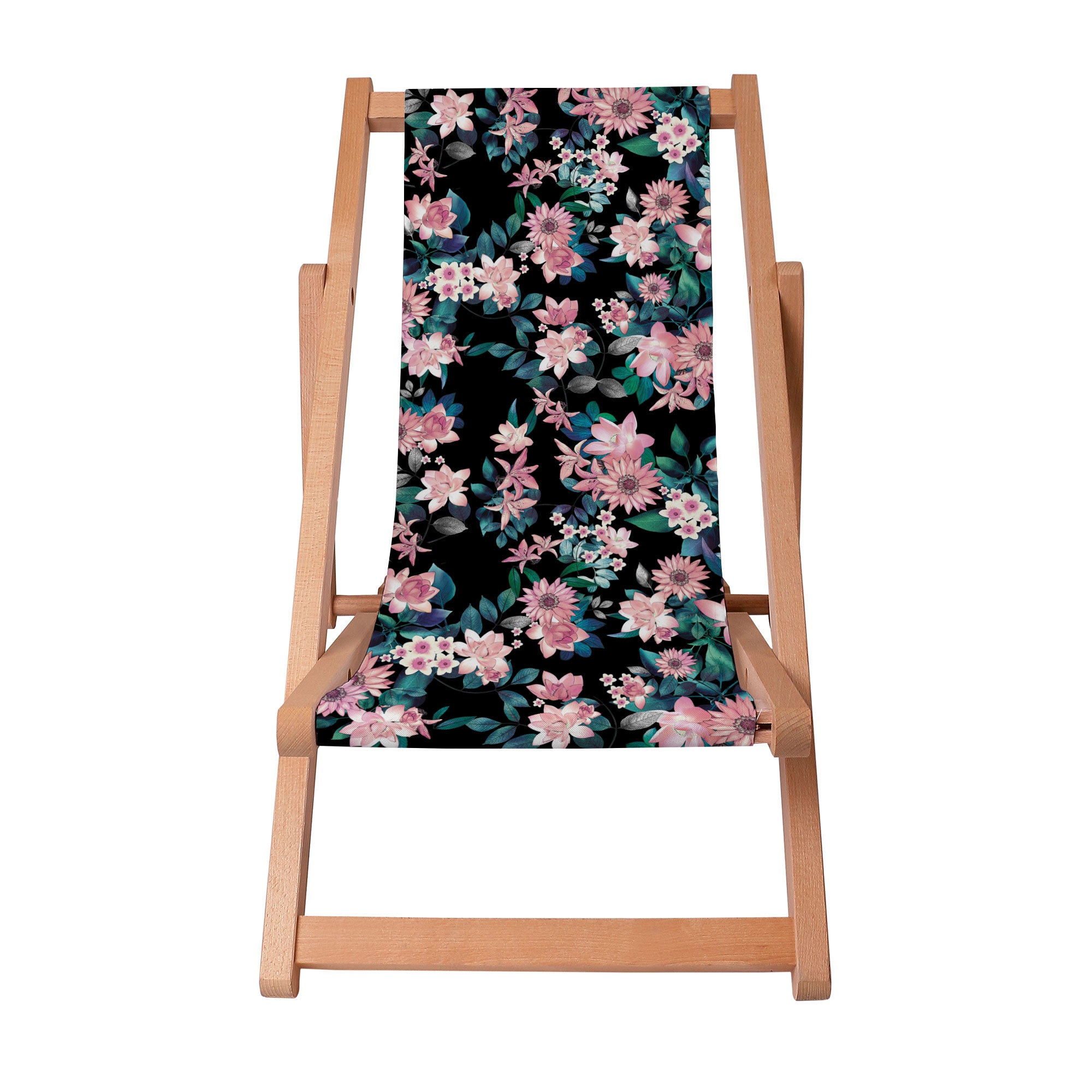 Wooden Deck Chair Dark Botanic Pink