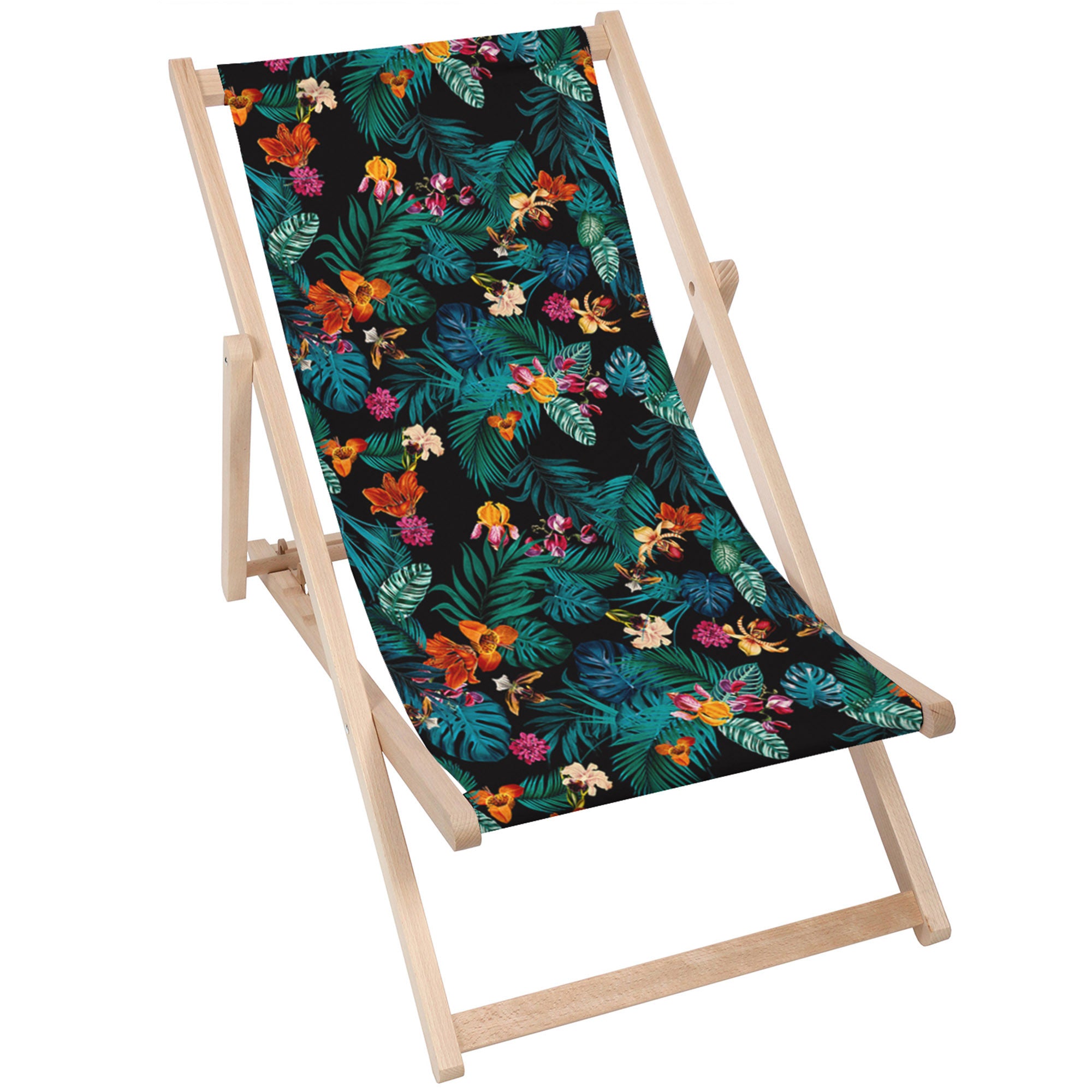 Wooden Deck Chair Dark Botanic Red-M