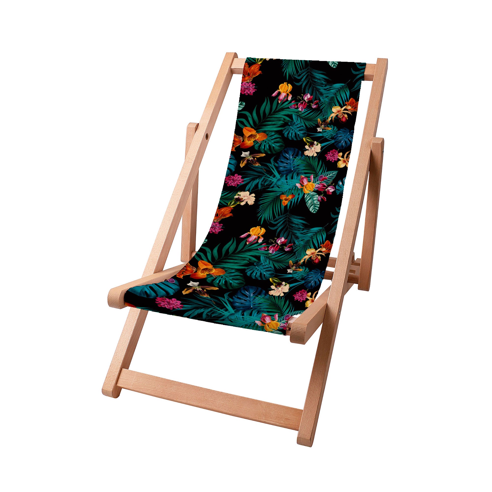 Wooden Deck Chair Dark Botanic Red-S
