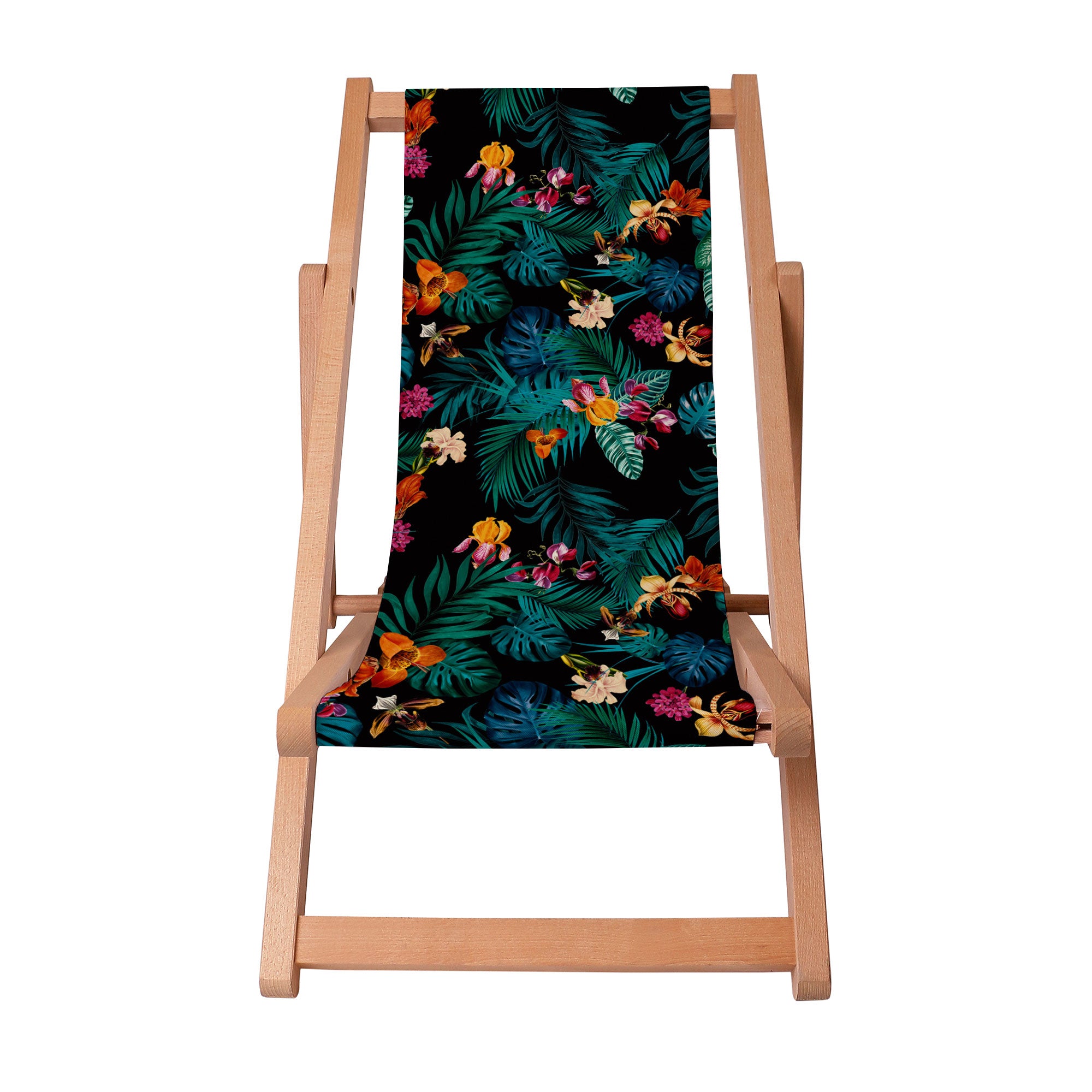 Wooden Deck Chair Dark Botanic Red-S