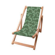 Wooden Deck Chair Herbal Leaves Pattern