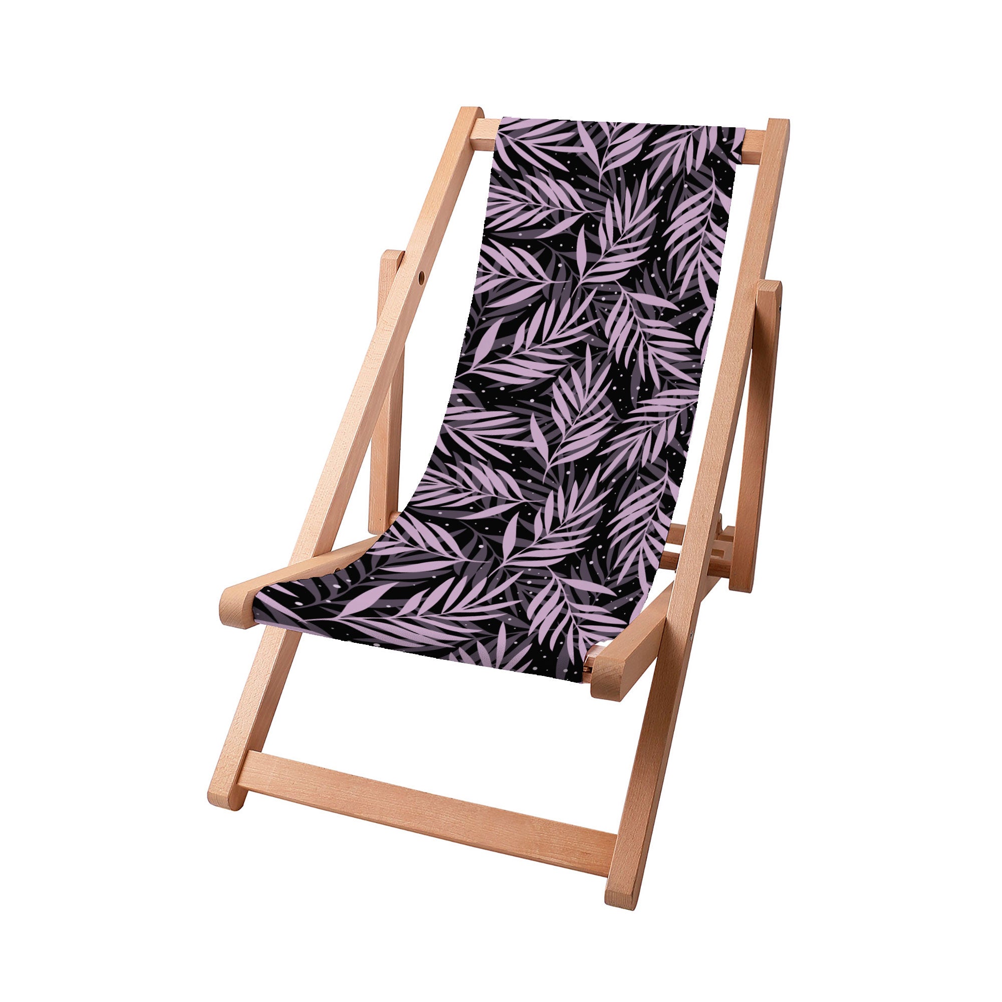 Wooden Deck Chair Palm Leaves in the Night