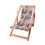 Holzliegestuhl Rosa und Marineblaue Blumen