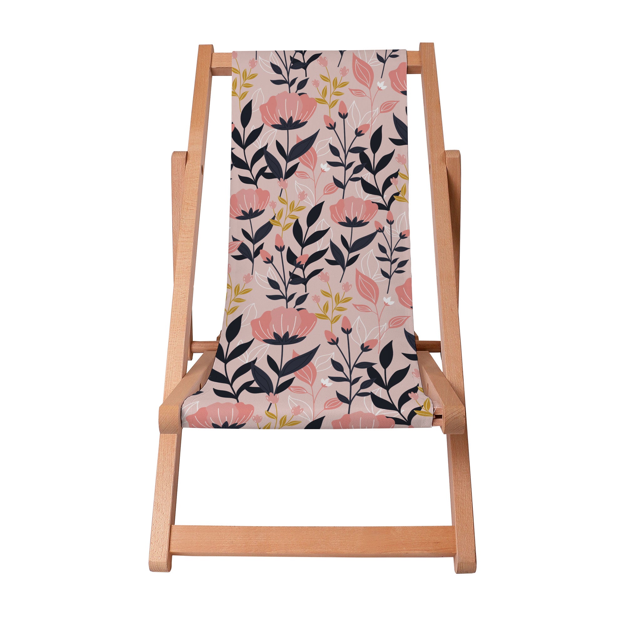 Leżak drewniany Pink and Navy Flowers-S