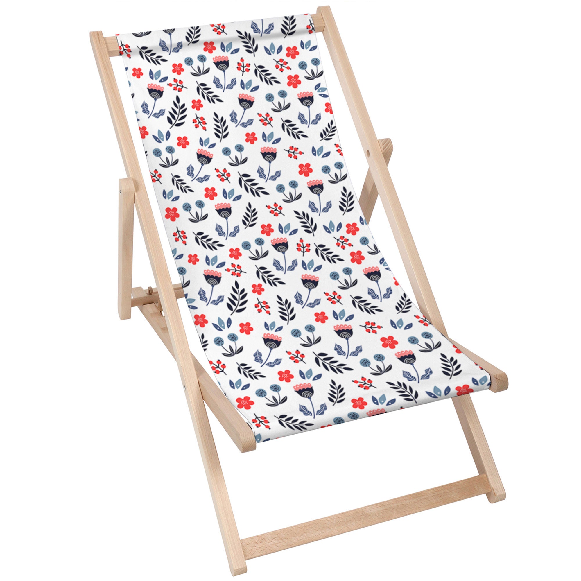 Wooden Deck Chair Scandi Flowers-M