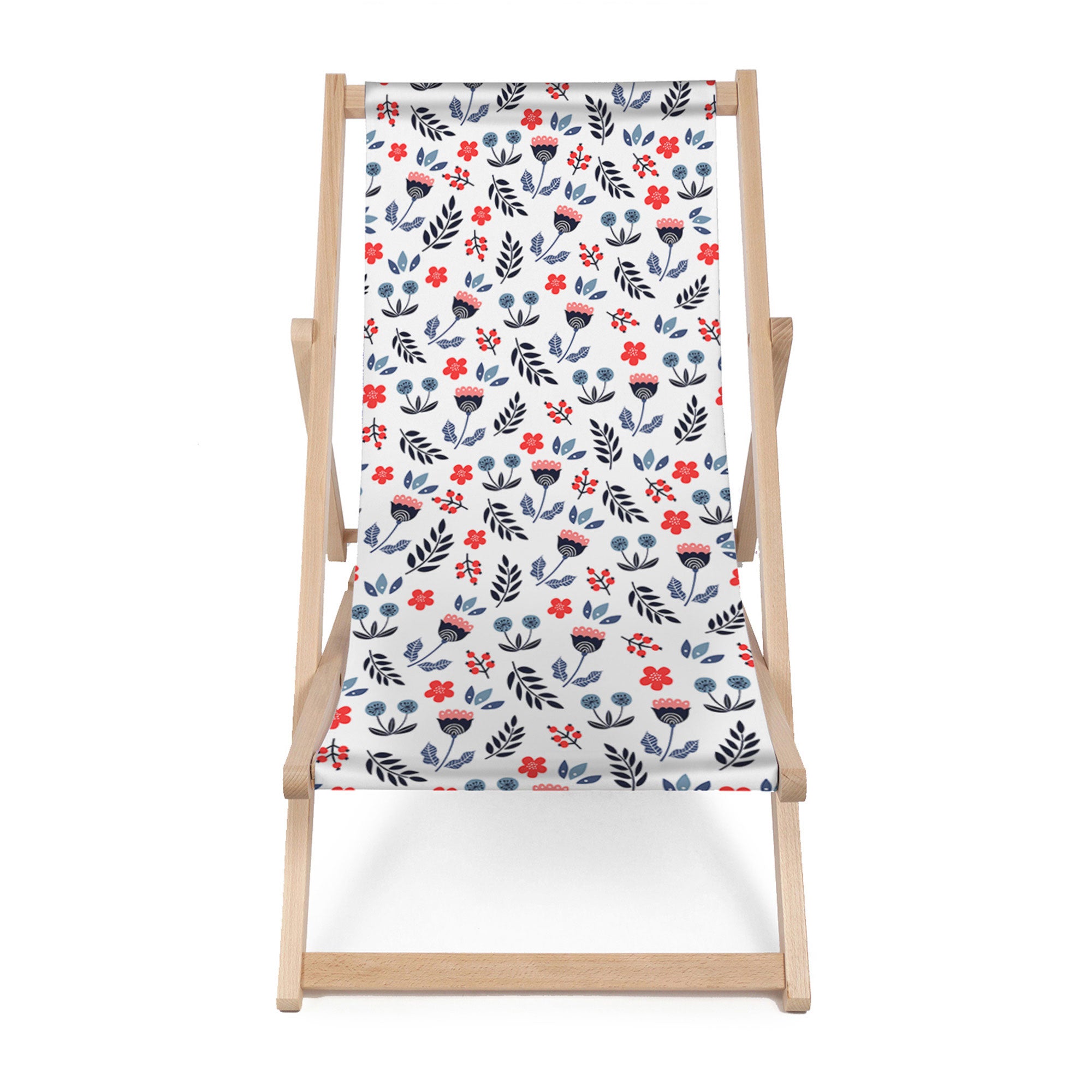 Wooden Deck Chair Scandi Flowers-M