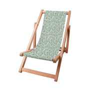 Wooden Deck Chair Tiny White Flowers Meadow
