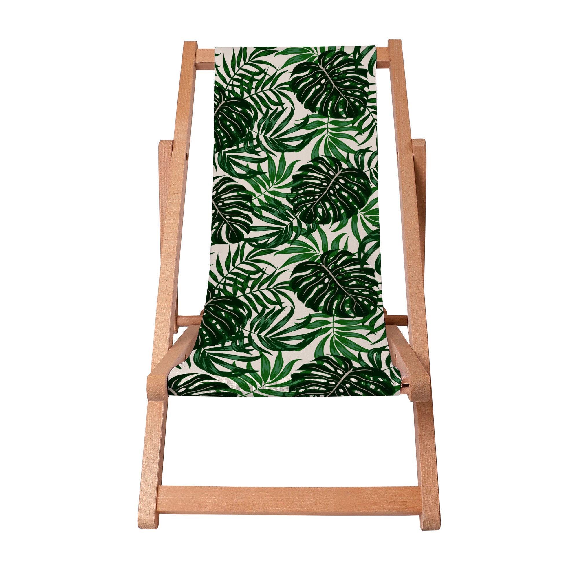 Leżak drewniany Tropical Leaves Pattern