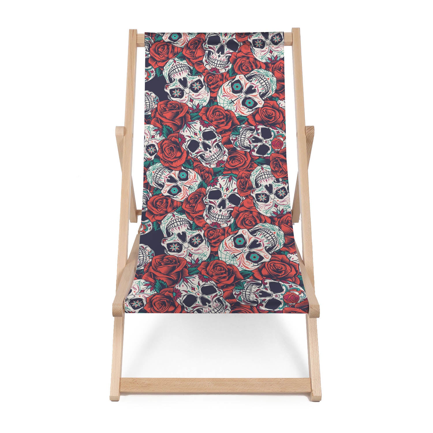 Dřevěné lehátko Red Roses Skull-M