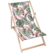 Dřevěné lehátko Tropical Pink and Green Leaves-M