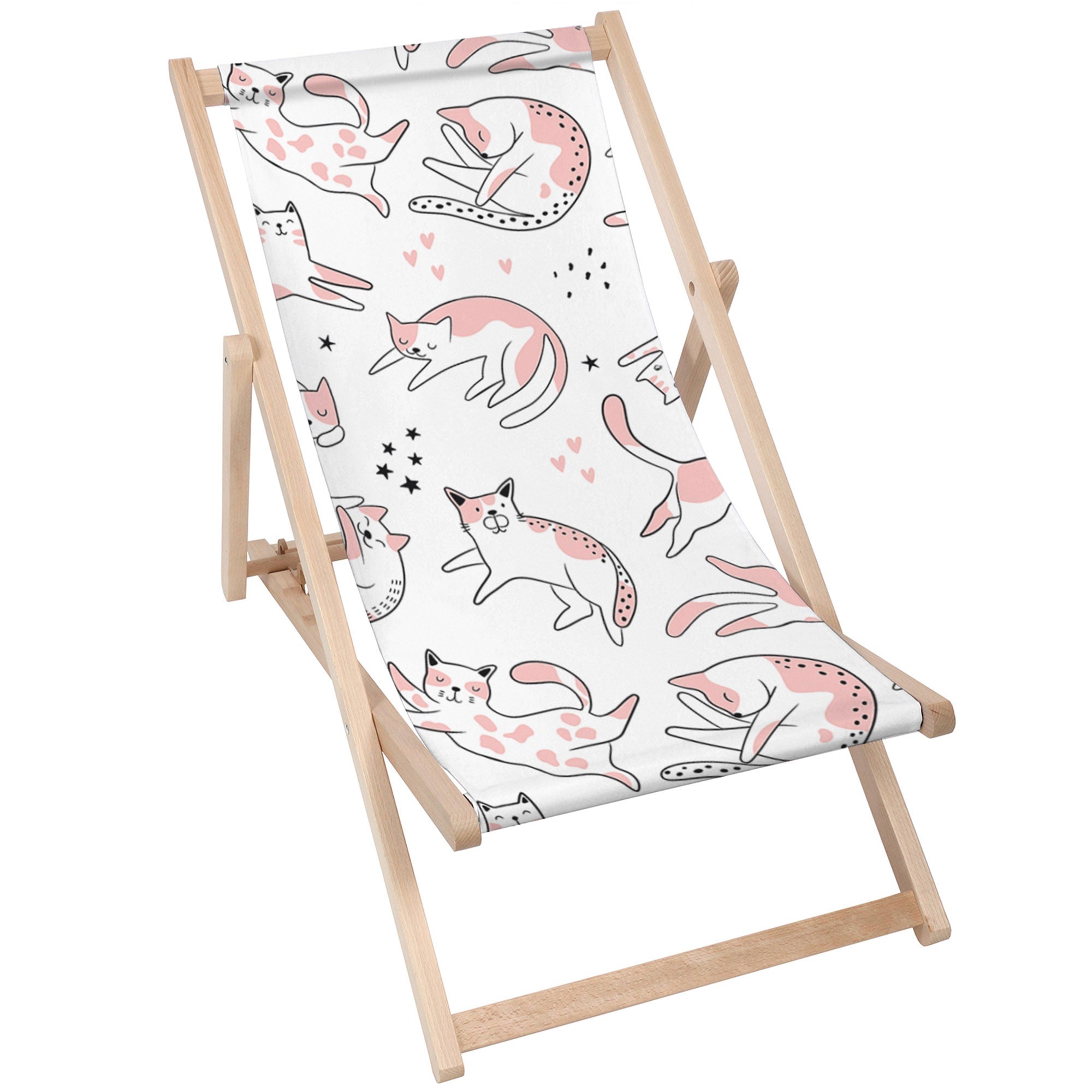 Leżak drewniany Pink Cats-M
