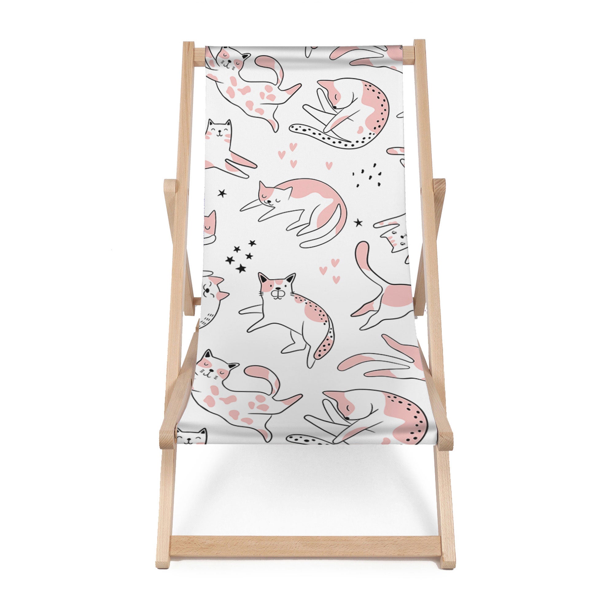 Leżak drewniany Pink Cats-M
