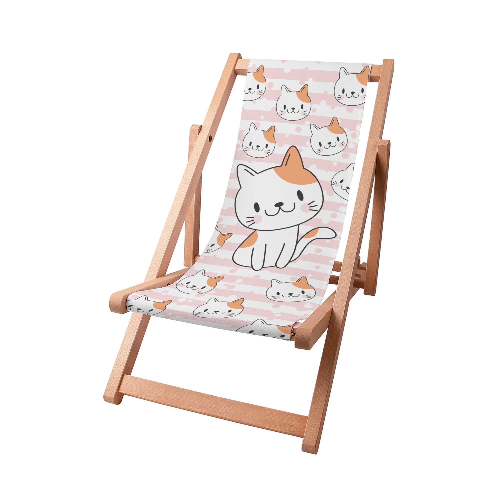 Leżak drewniany Uśmiechnięty Kotek