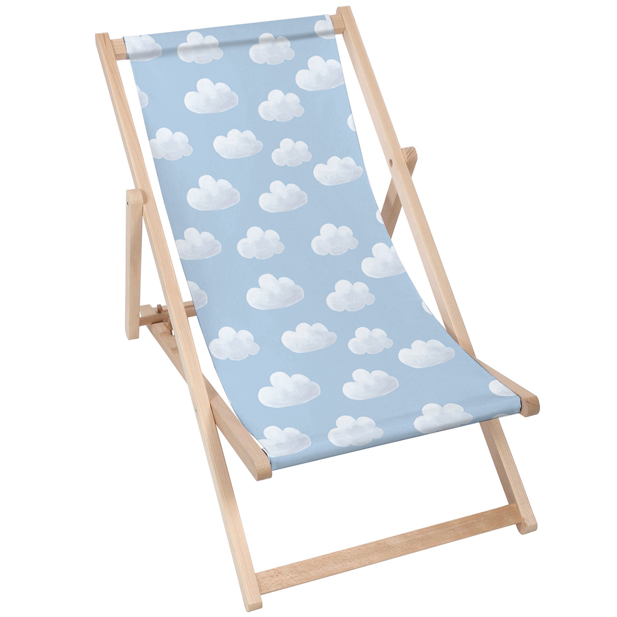 Wooden Deck Chair Blue Clouds-M