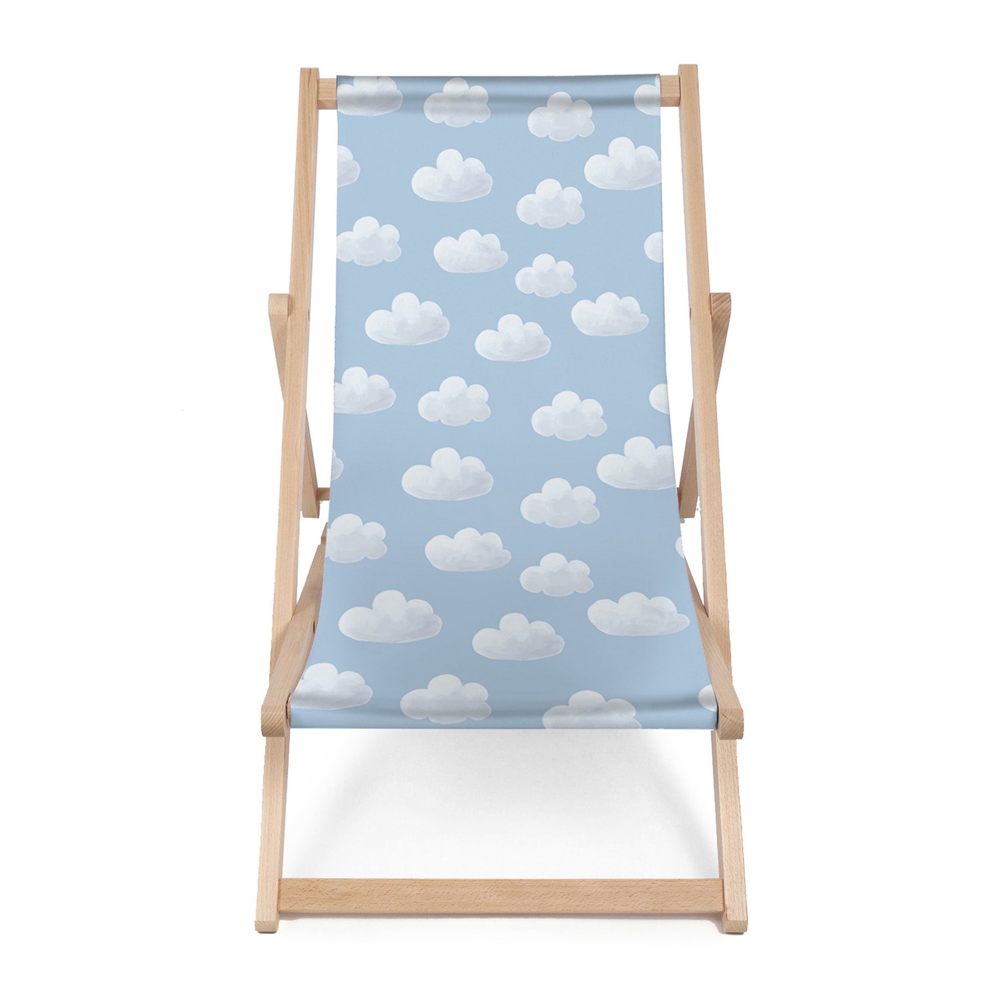 Wooden Deck Chair Blue Clouds-M