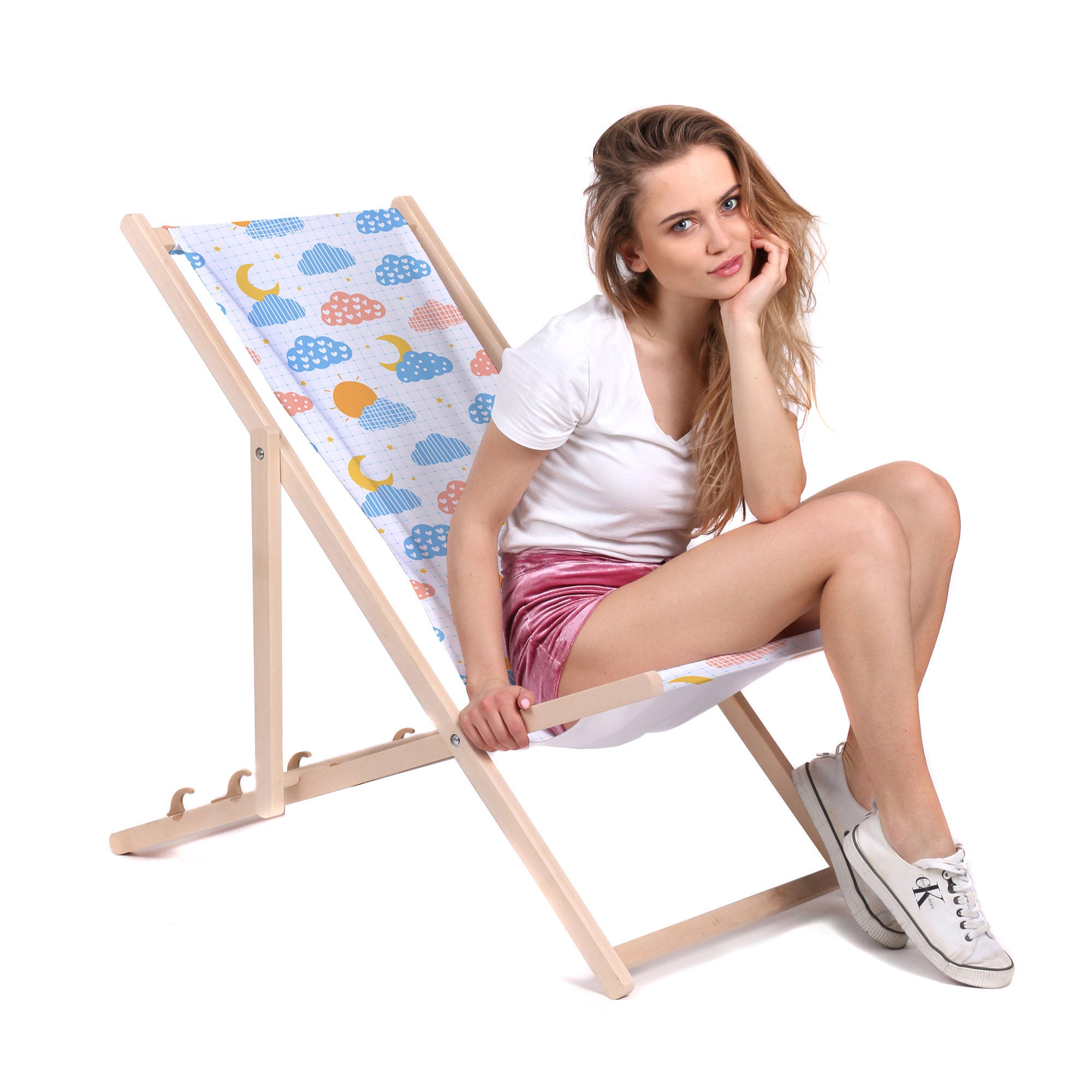 Leżak drewniany Cute Sky-M
