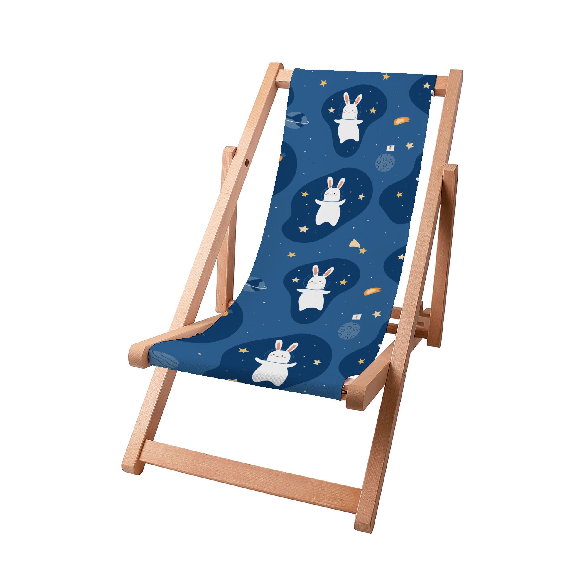 Leżak drewniany Rabbit int the Space