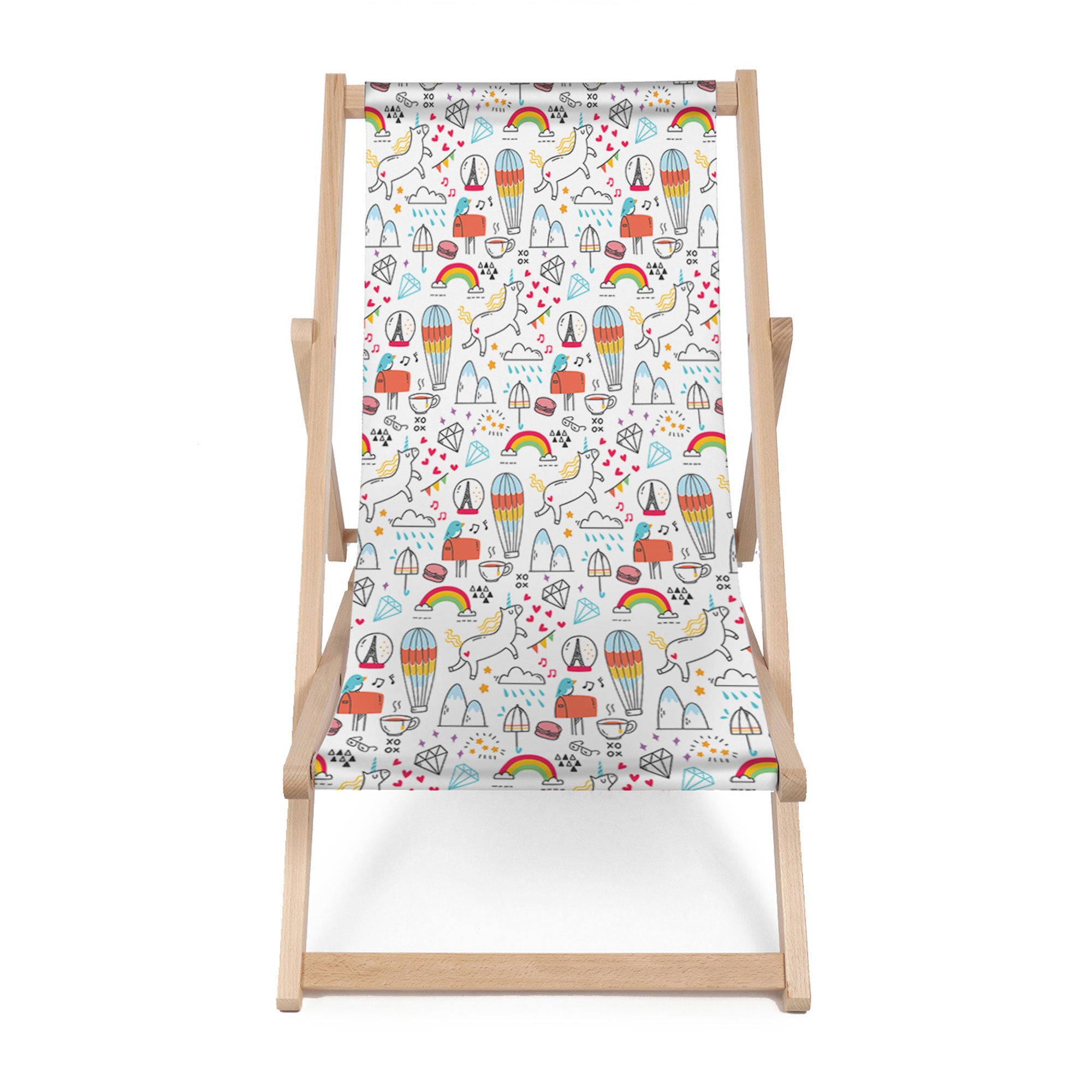 Leżak drewniany Rainbow Unicorns-M