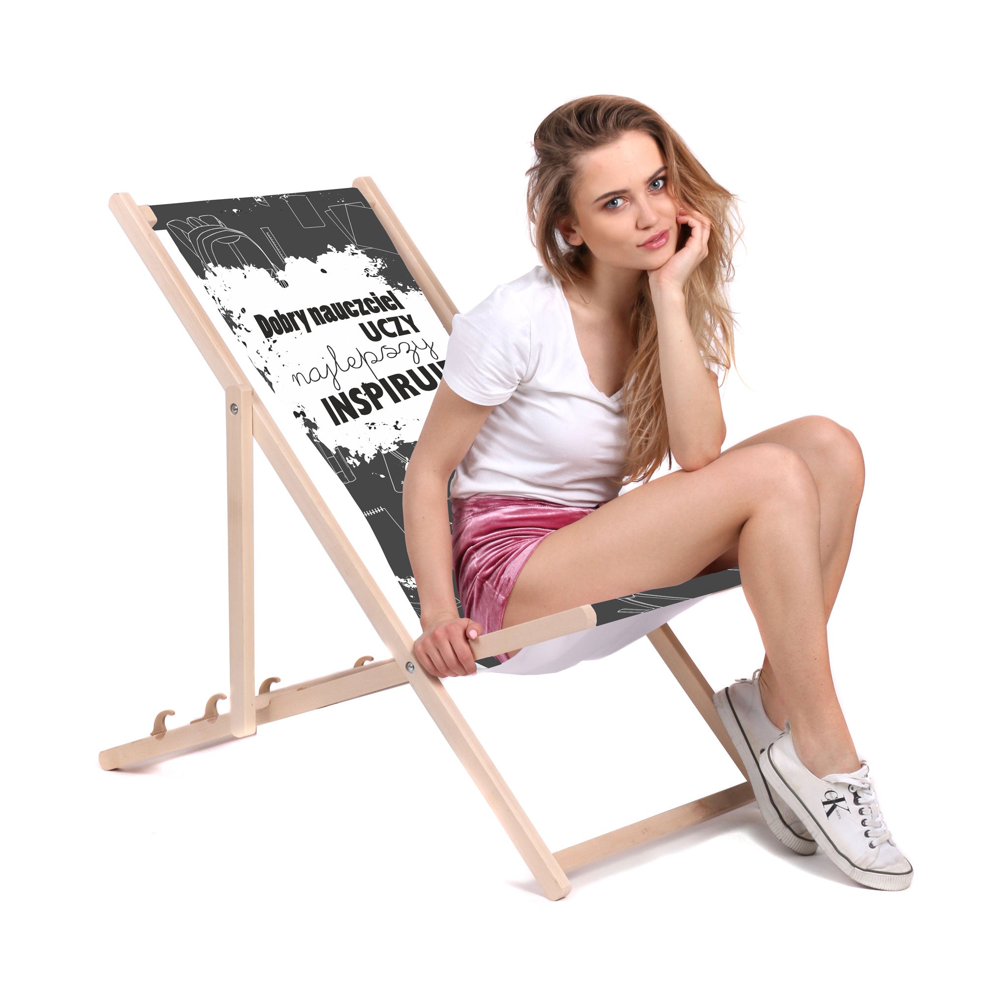 Leżak drewniany Dobry nauczyciel uczy, najlepszy inspiruje