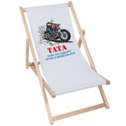Leżak drewniany Tata śni o motocyklach
