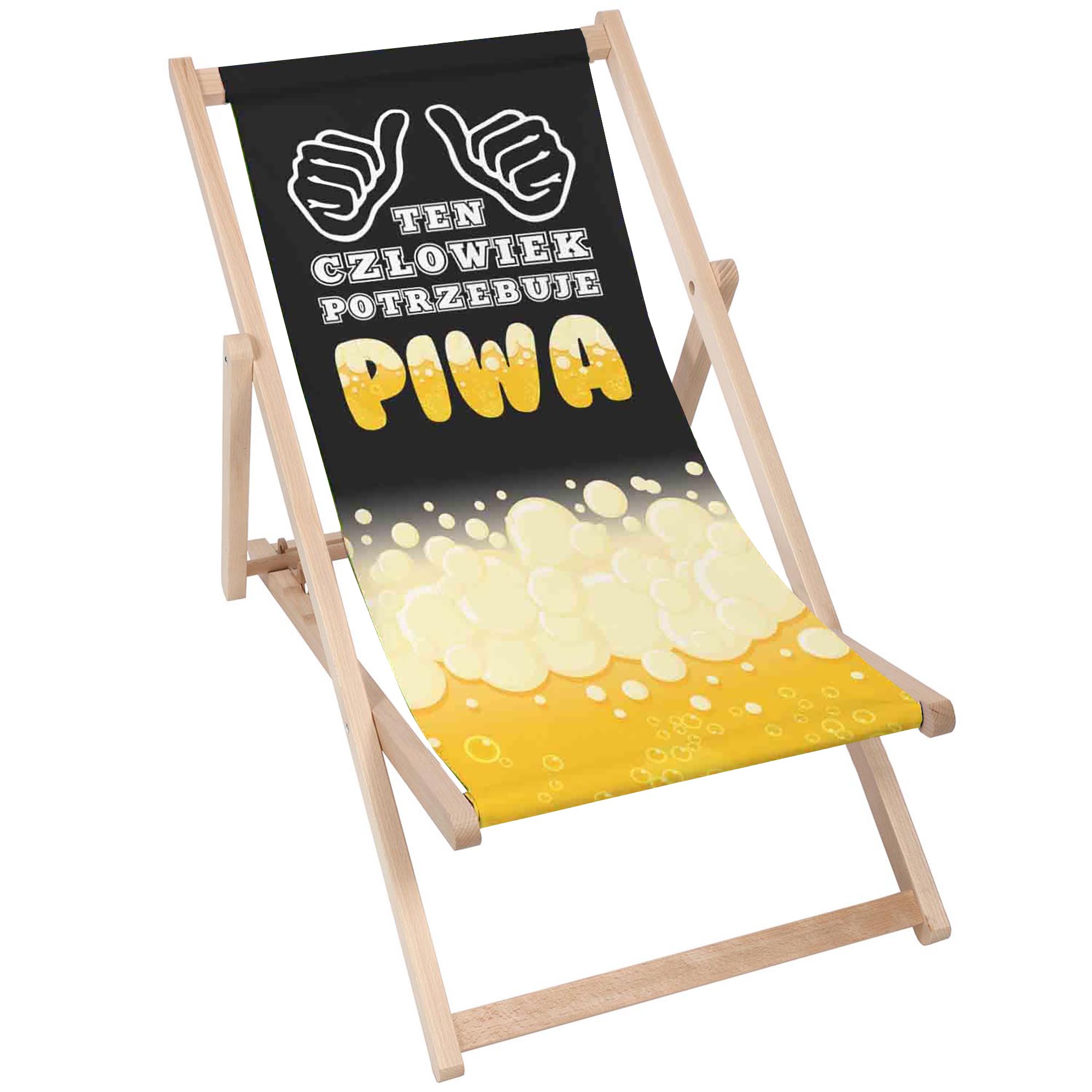 Leżak drewniany Ten Człowiek Potrzebuje Piwa