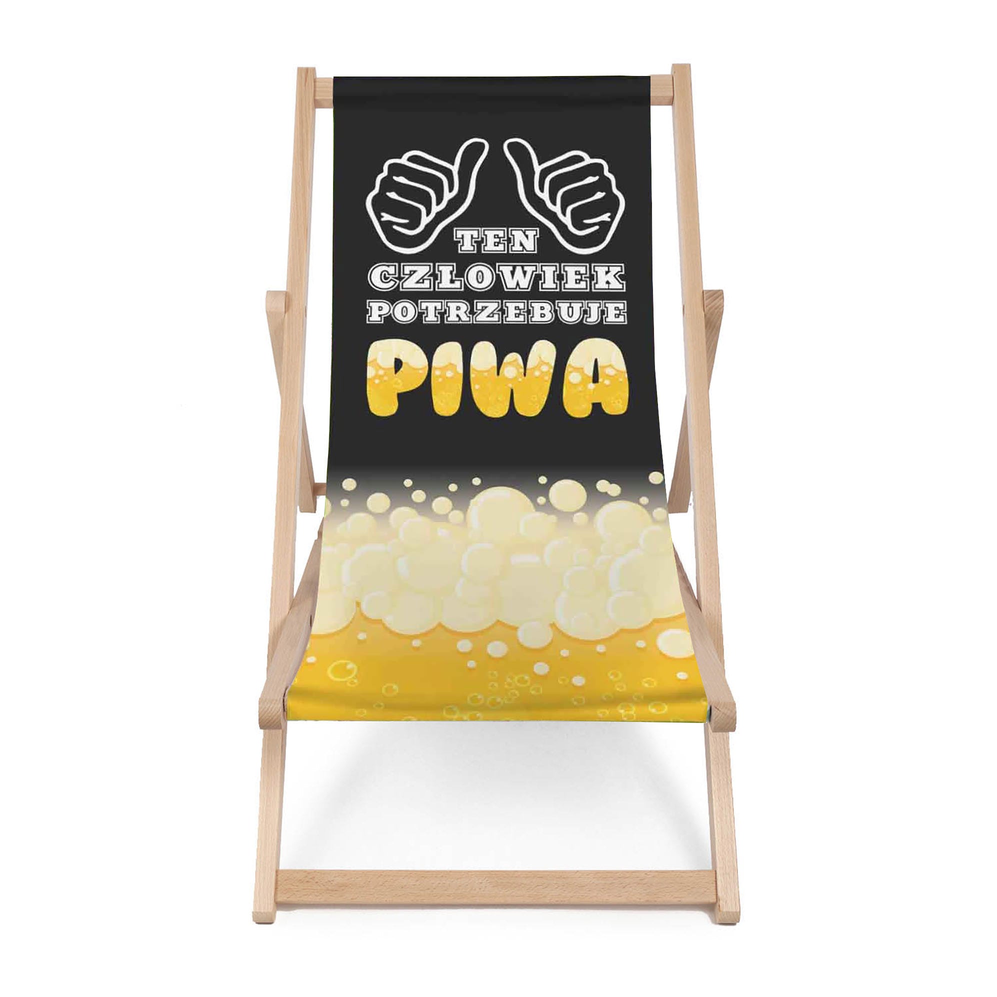 Leżak drewniany Ten Człowiek Potrzebuje Piwa