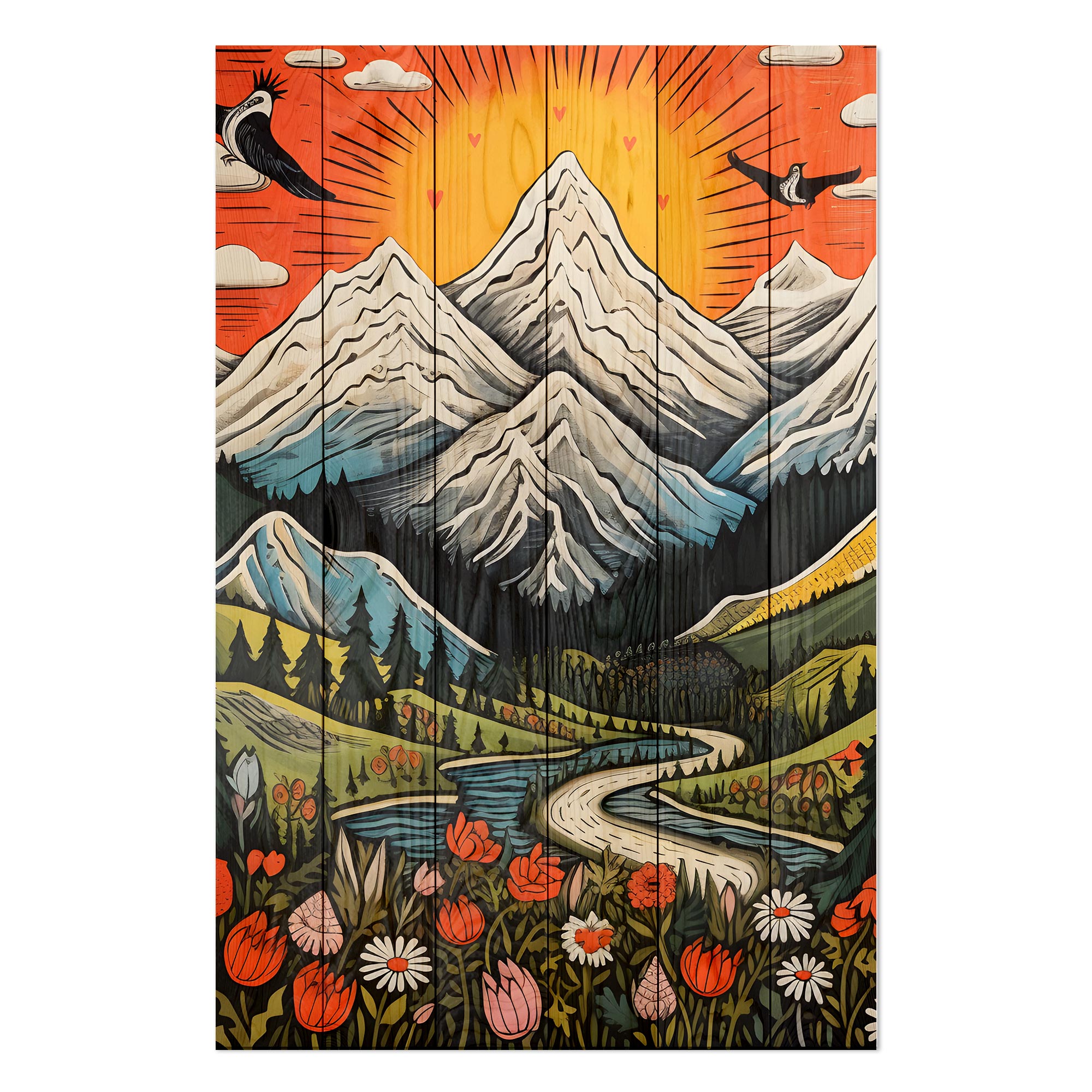 Bild Holz Vintage Berg-30x40 cm