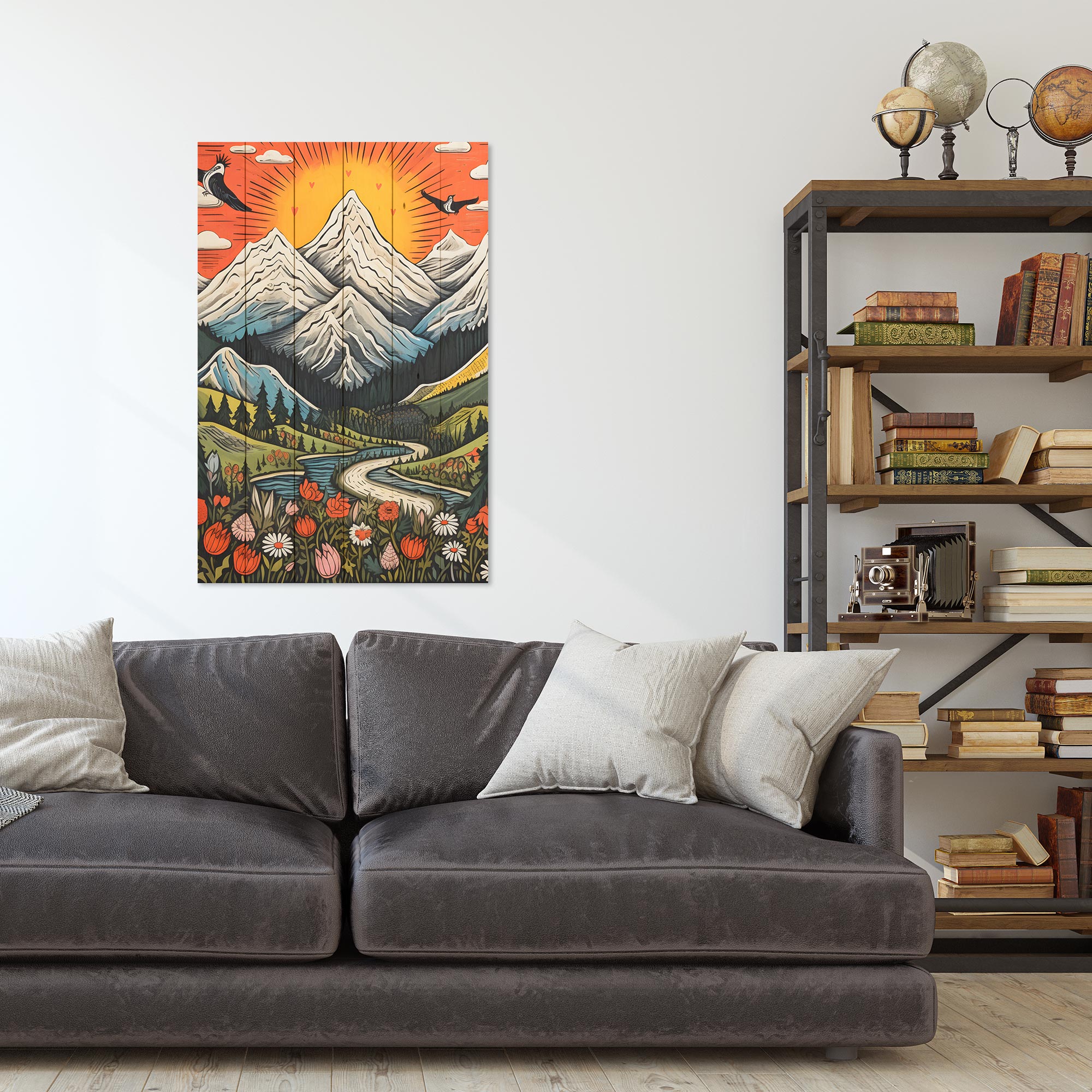 Bild Holz Vintage Berg-30x40 cm