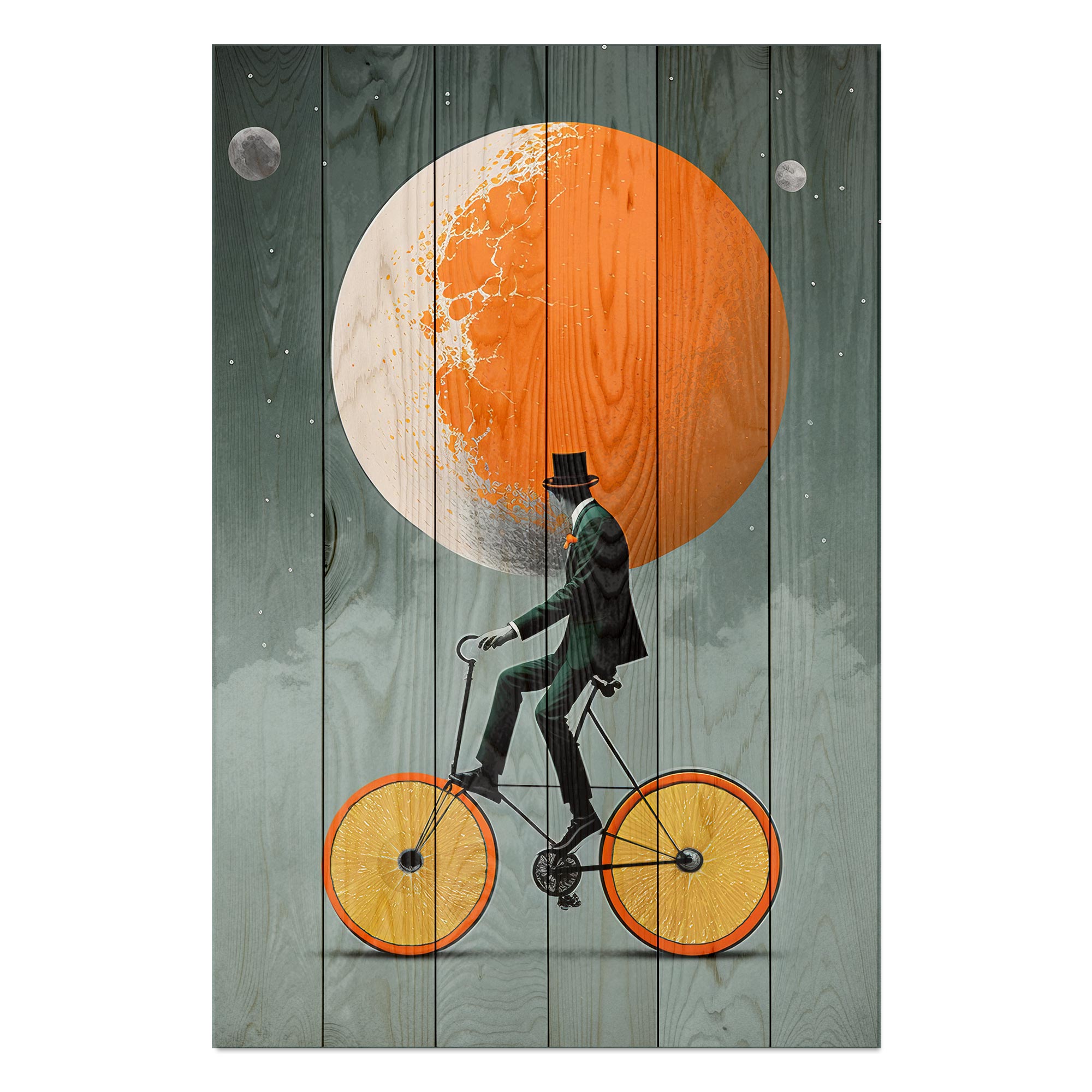 Obraz Wood Vintage orange moon-30x40 cm