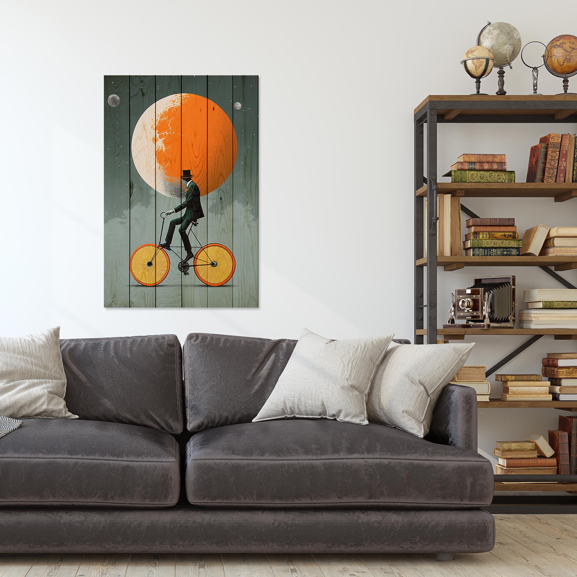 Obraz Wood Vintage orange moon-20x30 cm