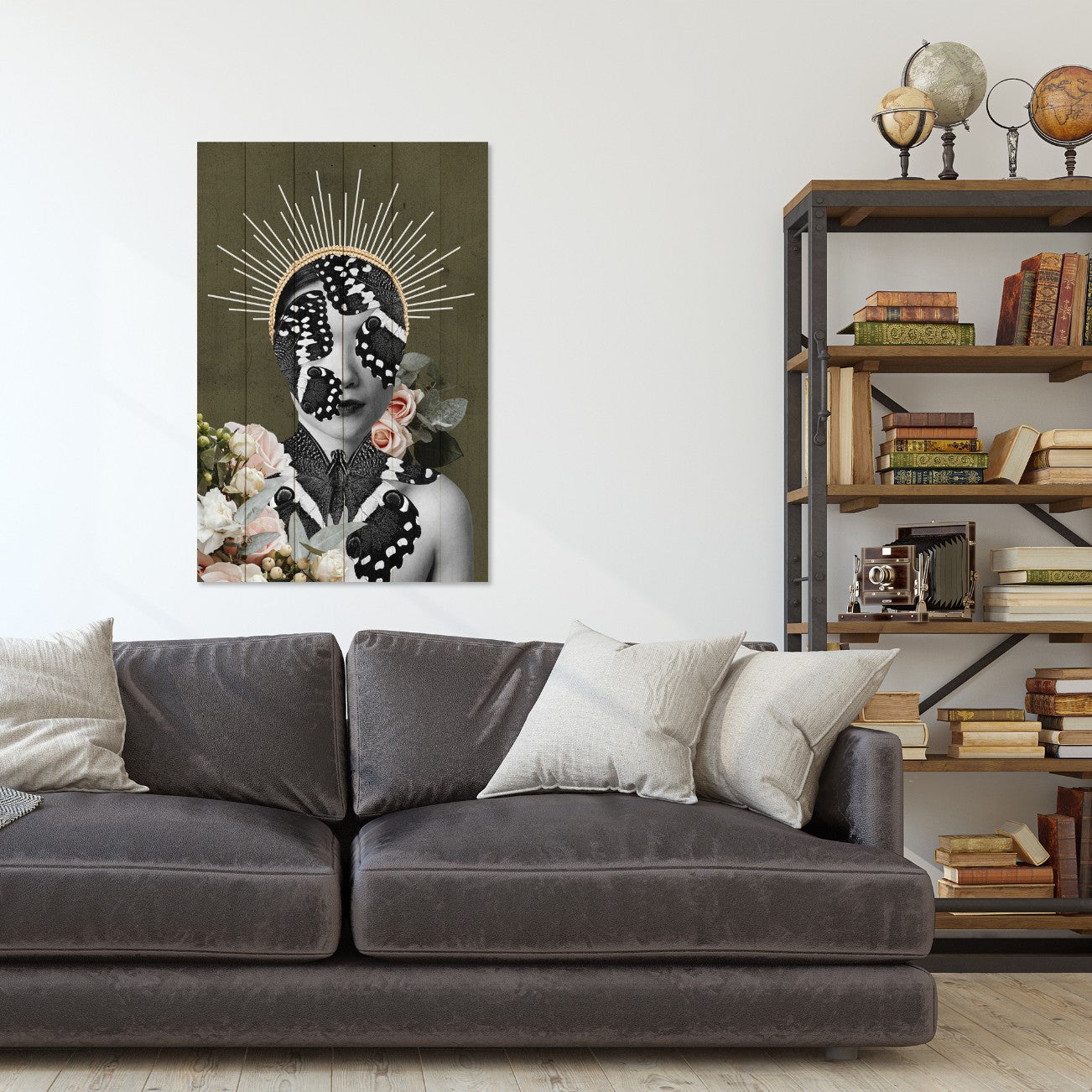 Bild Wood Frau mit Schmetterlingsgesicht-20x30 cm