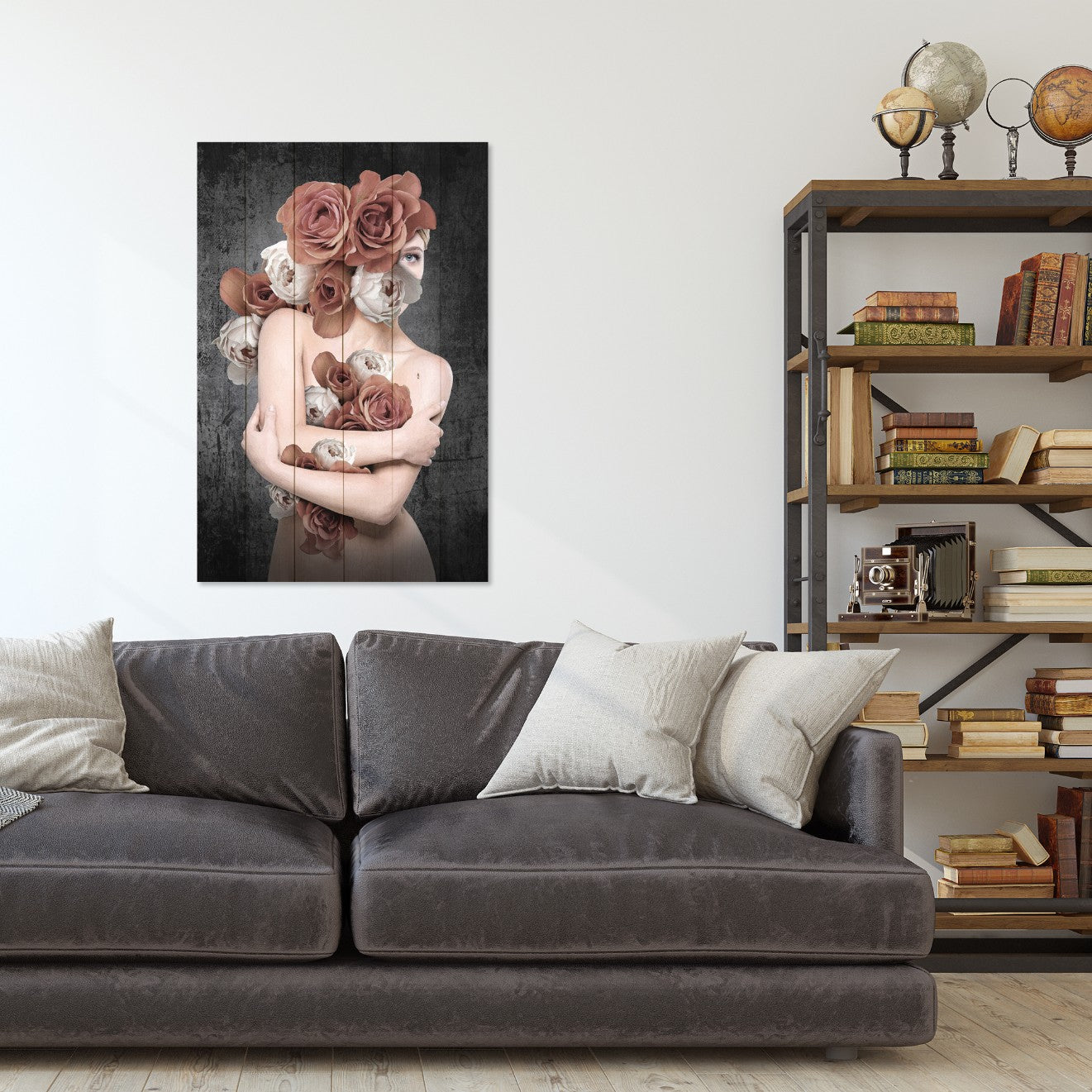 Obraz Wood Woman in Flowers-20x30 cm