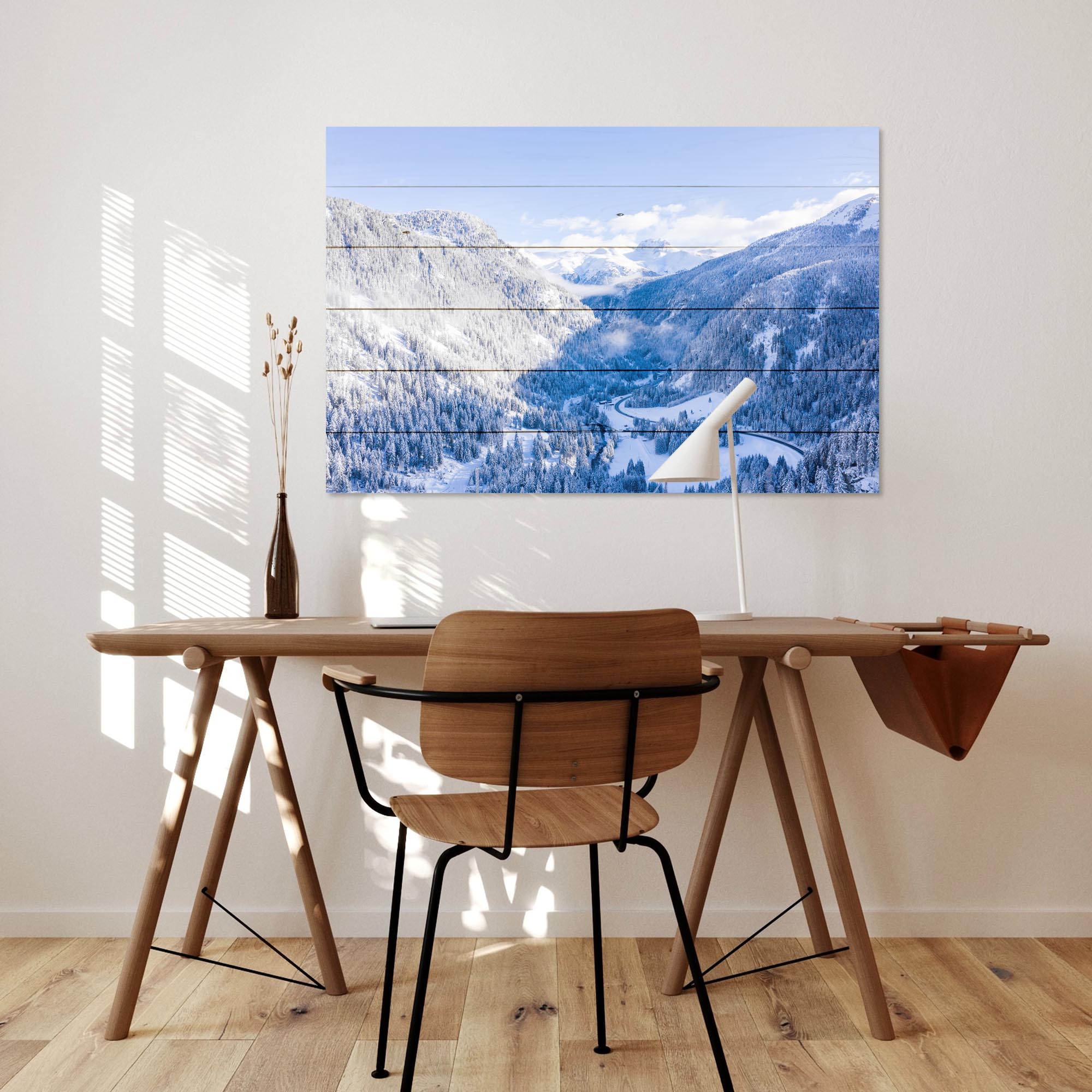 Bild Holz Winterliche Berglandschaft-20x30 cm