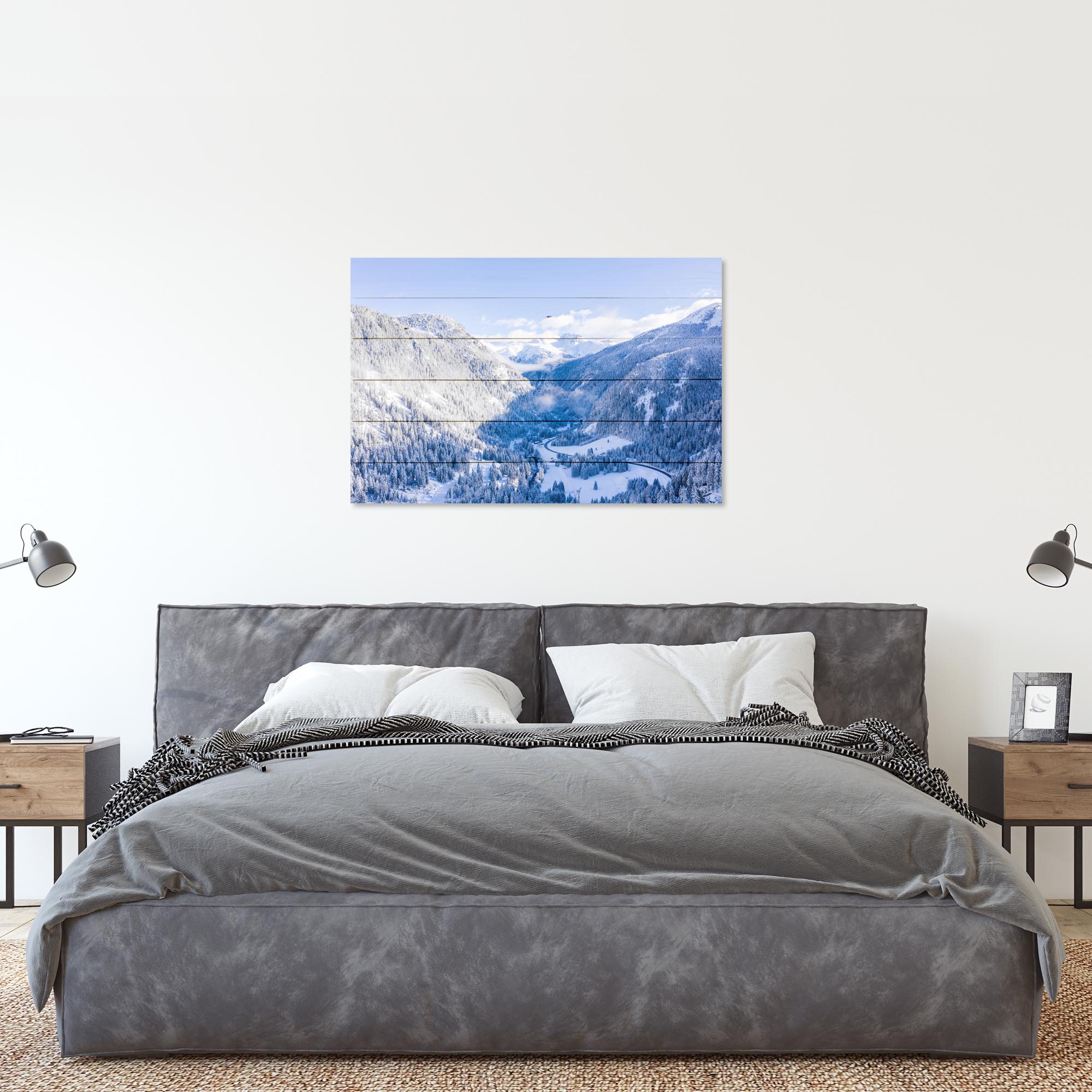 Wood Picture Winter Mountain Landscape-50x70 cm