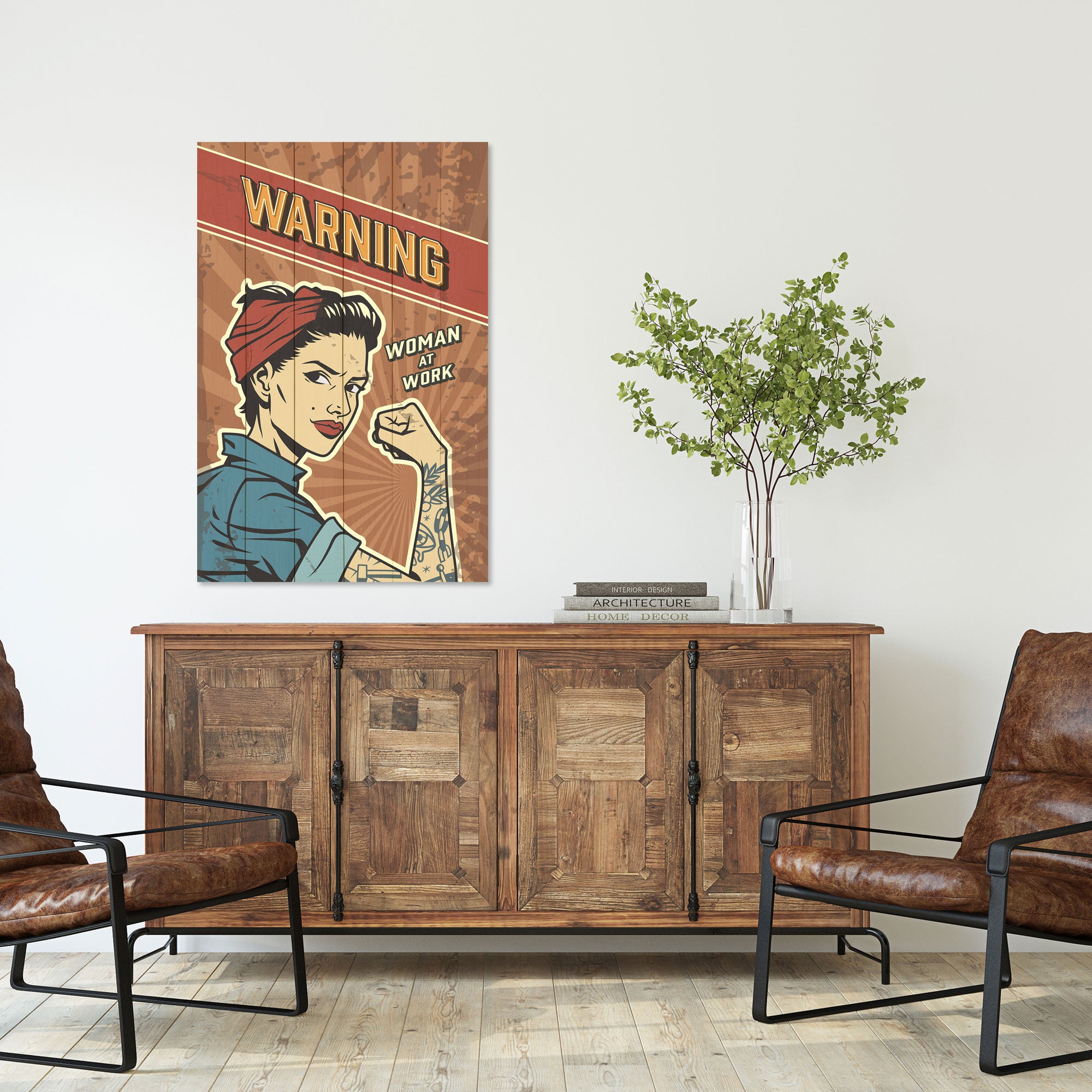 Wood Picture Warning-20x30 cm