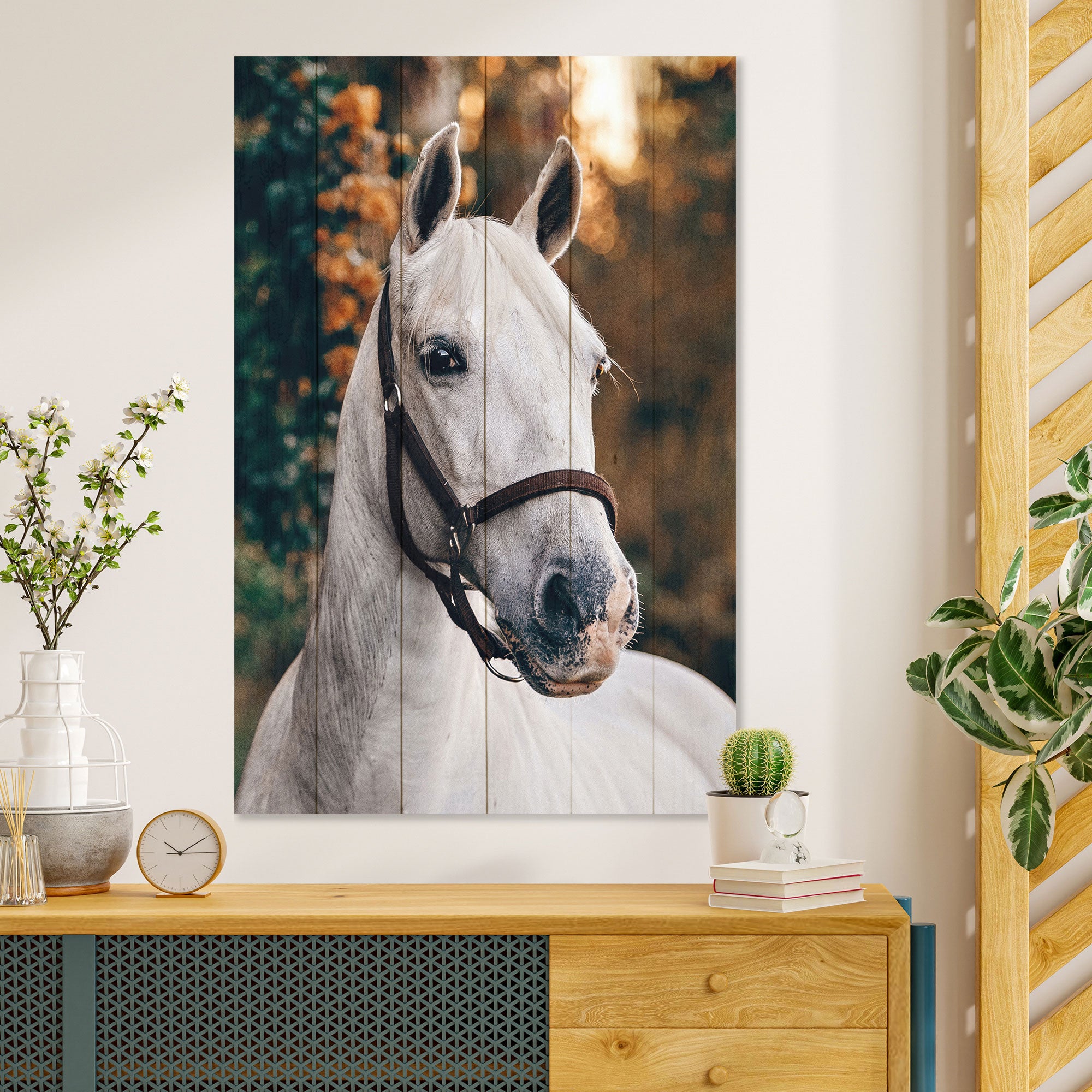 Obraz Wood White Horse-30x40 cm