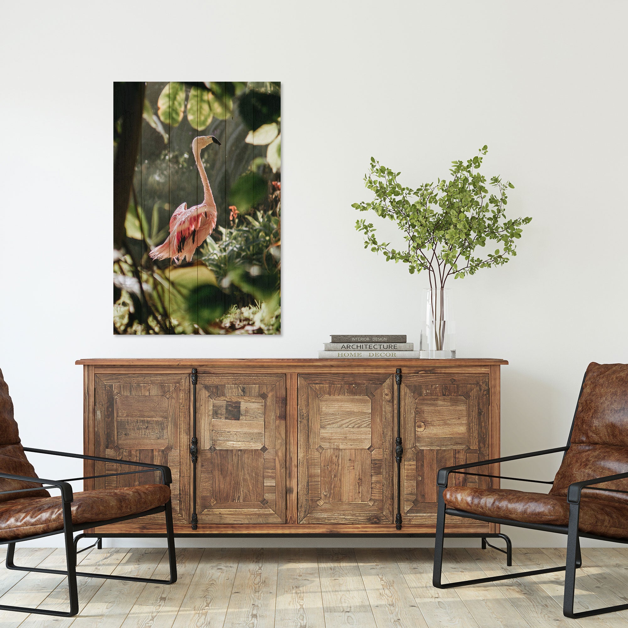Bild Wood Tropical Flamingo-30x40 cm