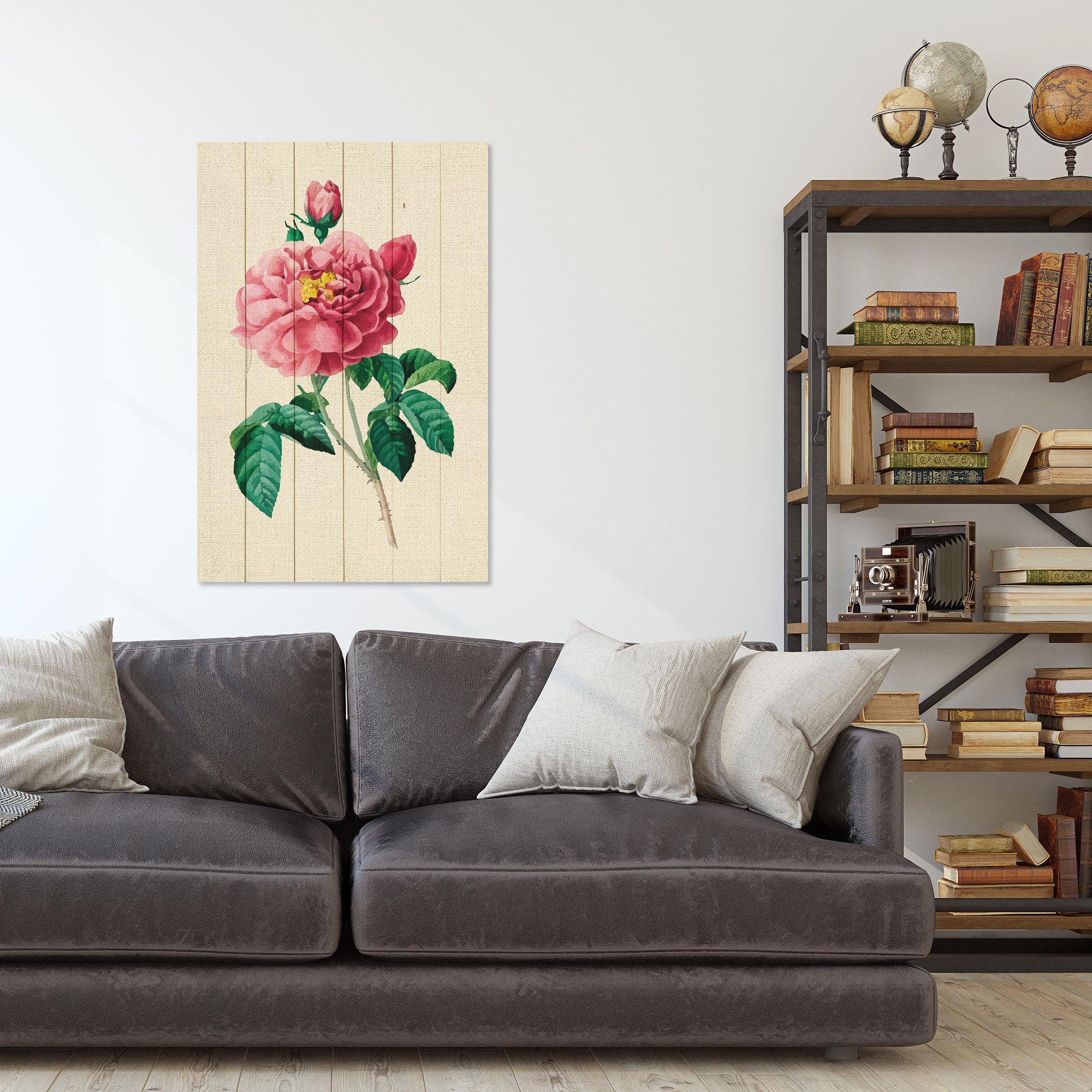 Obraz Wood Vintage Pink Flowers-30x40 cm